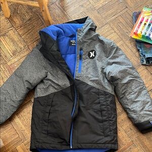 Hurley Gray and Black Jacket with Blue Lining boys 10/12